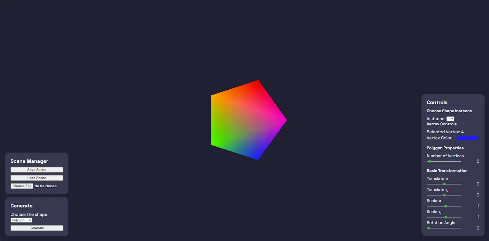 Screenshot of WebGL 2D Editor - Before Hull Transformation