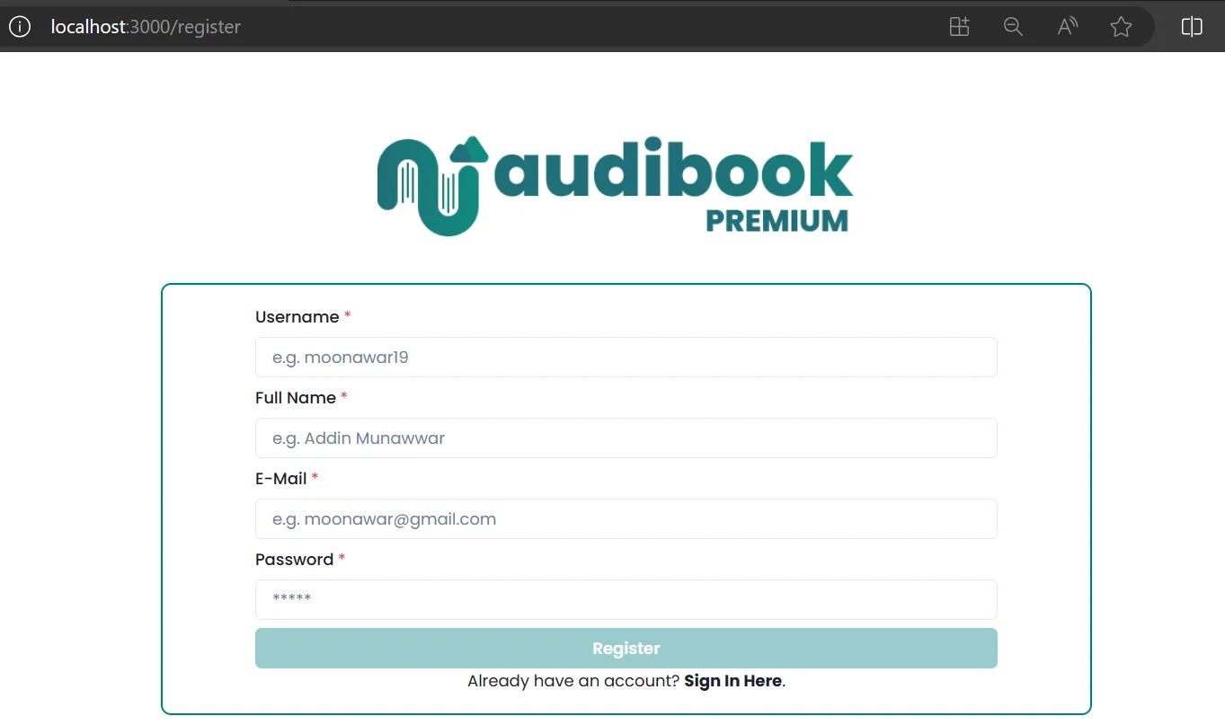 Audibook SPA - Login